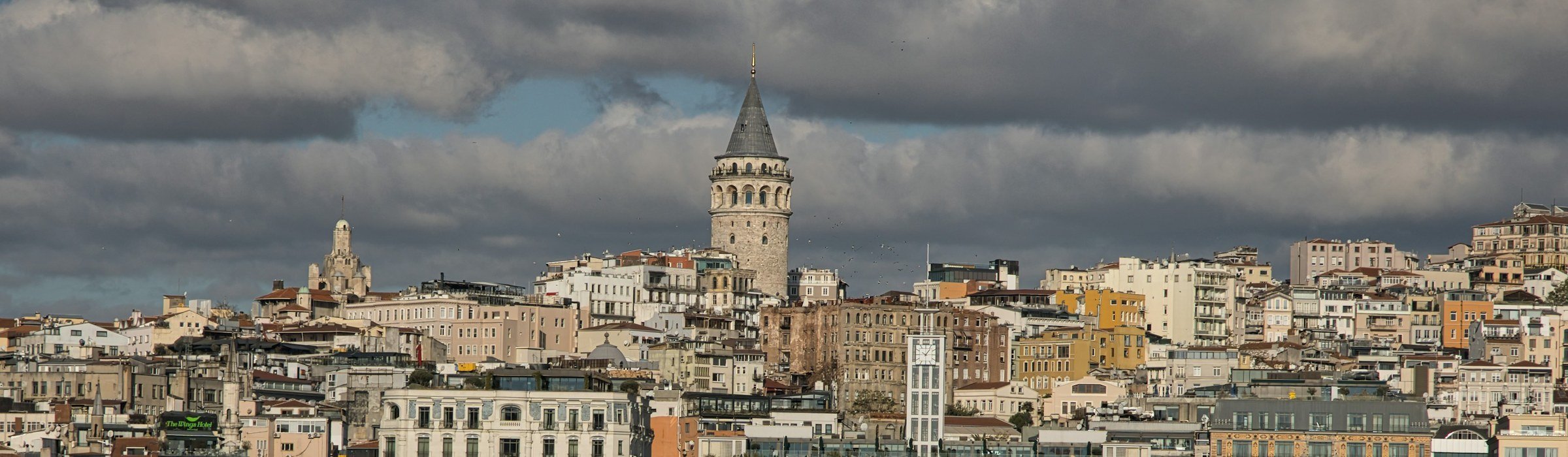Galata Tower above the Karakoy waterfront in Istanbul